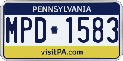 PA license plate MPD1583