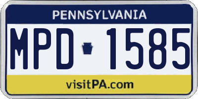 PA license plate MPD1585
