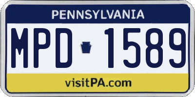 PA license plate MPD1589