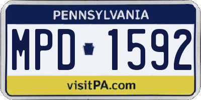PA license plate MPD1592