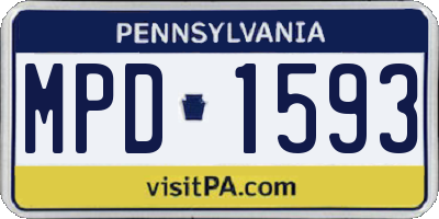 PA license plate MPD1593