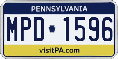 PA license plate MPD1596