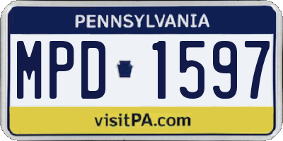 PA license plate MPD1597