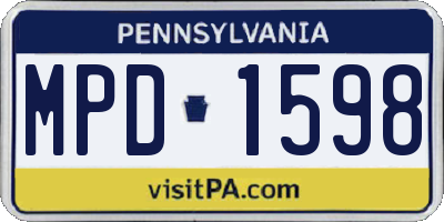PA license plate MPD1598