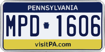 PA license plate MPD1606