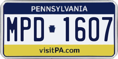 PA license plate MPD1607