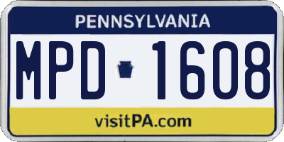 PA license plate MPD1608