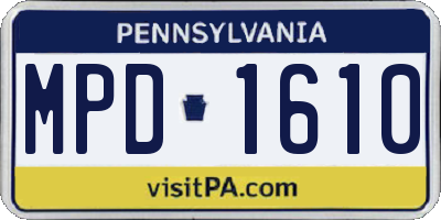 PA license plate MPD1610