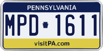PA license plate MPD1611
