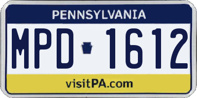 PA license plate MPD1612