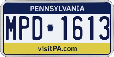 PA license plate MPD1613