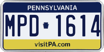 PA license plate MPD1614