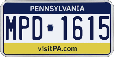 PA license plate MPD1615