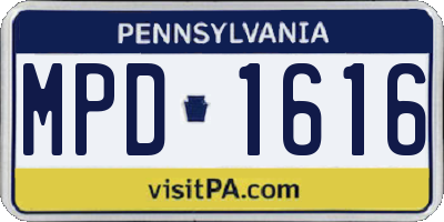 PA license plate MPD1616