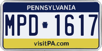 PA license plate MPD1617