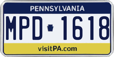 PA license plate MPD1618