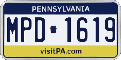 PA license plate MPD1619