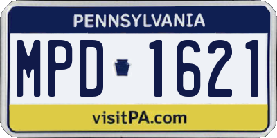 PA license plate MPD1621