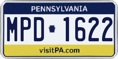 PA license plate MPD1622