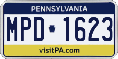 PA license plate MPD1623