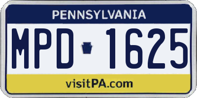PA license plate MPD1625