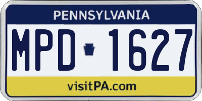 PA license plate MPD1627