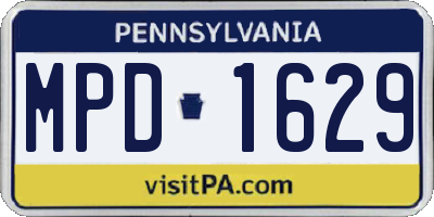 PA license plate MPD1629