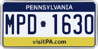 PA license plate MPD1630