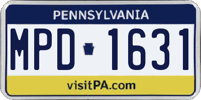 PA license plate MPD1631