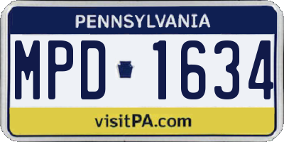 PA license plate MPD1634