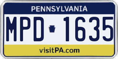 PA license plate MPD1635