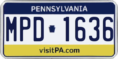 PA license plate MPD1636