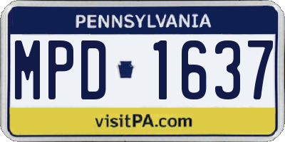 PA license plate MPD1637