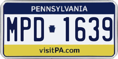 PA license plate MPD1639