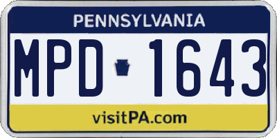 PA license plate MPD1643