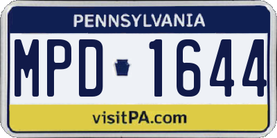 PA license plate MPD1644