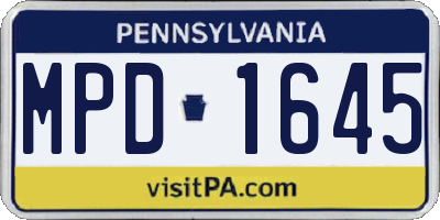 PA license plate MPD1645
