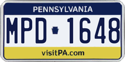 PA license plate MPD1648