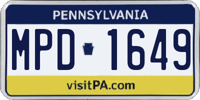 PA license plate MPD1649