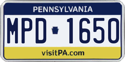 PA license plate MPD1650