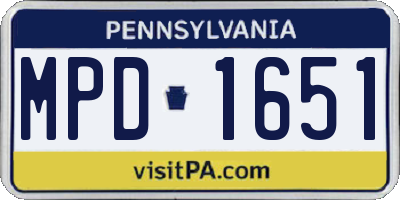 PA license plate MPD1651