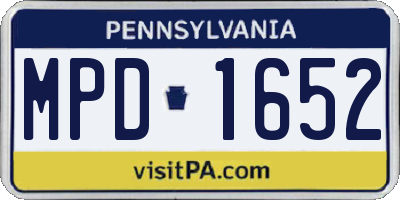 PA license plate MPD1652
