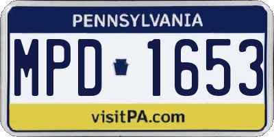 PA license plate MPD1653
