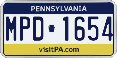 PA license plate MPD1654