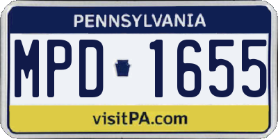 PA license plate MPD1655