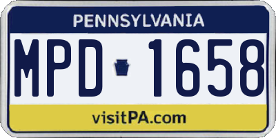 PA license plate MPD1658