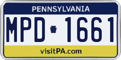 PA license plate MPD1661
