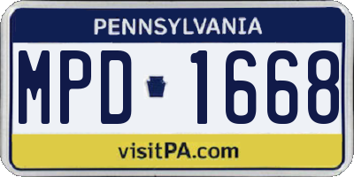 PA license plate MPD1668