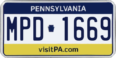 PA license plate MPD1669
