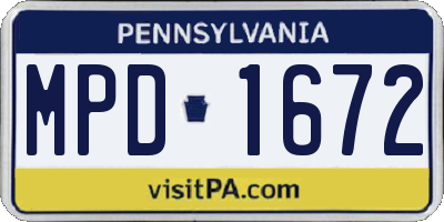 PA license plate MPD1672
